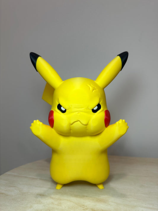 Angry Pikachu 3D Printed Figure | Pokémon Inspired Collectible | Pikachu Window Decor | Gamer Gift | Anime Display
