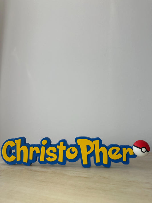 Personalised Pokémon Inspired Name Sign | 3D Printed Pokémon Inspired Desk Decor | Gaming Room Decor | Kids Bedroom Gift