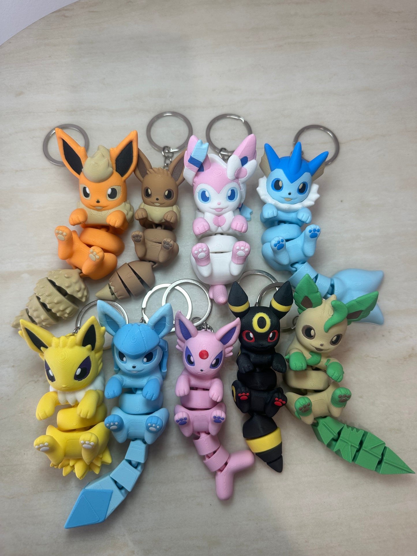 Eeveelution Inspired Flexi Keychain Fidget Toy