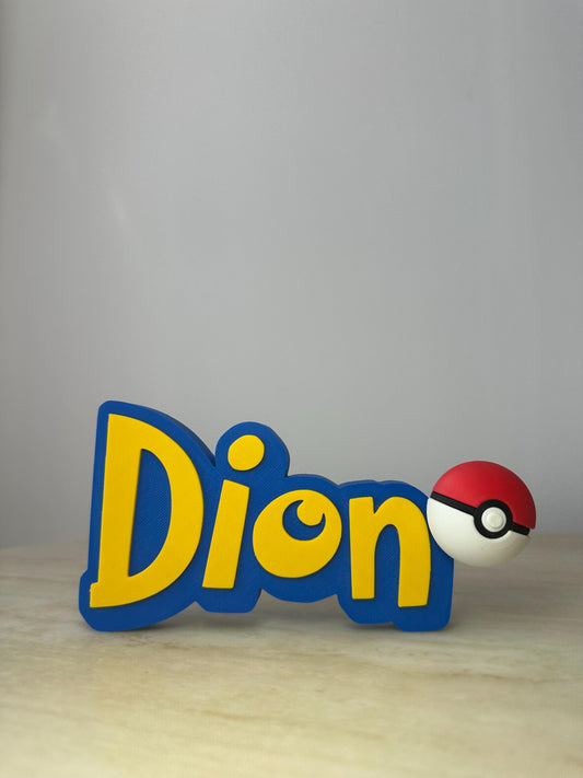 Personalised Pokémon Inspired Name Sign | 3D Printed Pokémon Inspired Desk Decor | Gaming Room Decor | Kids Bedroom Gift