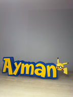 Personalised Pokémon Inspired Name Sign with Pikachu Pokeball